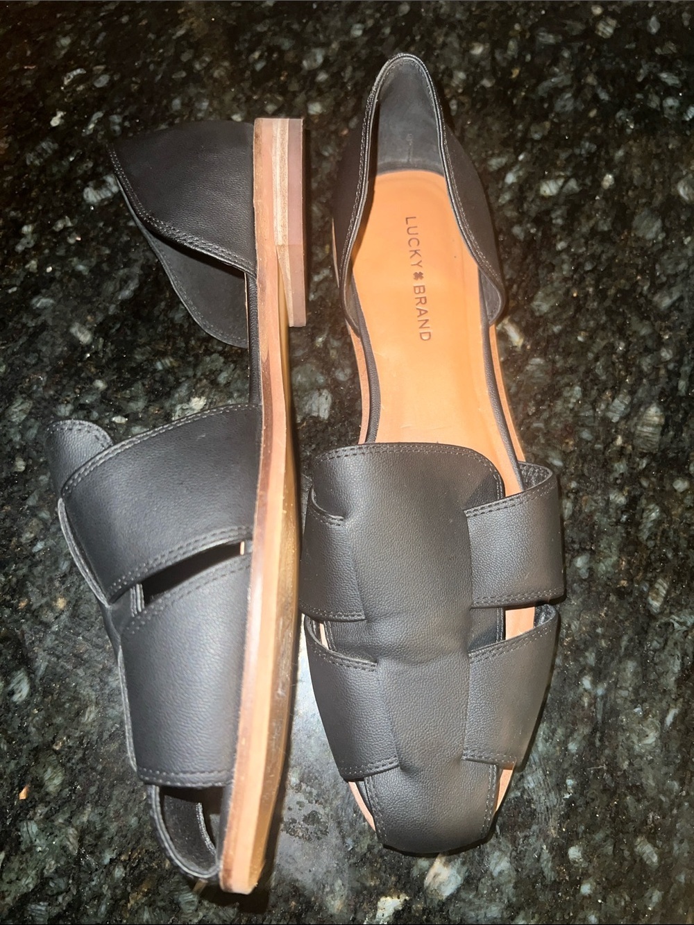 Lucky Brand Black Leather Cutout D'Orsay Flats